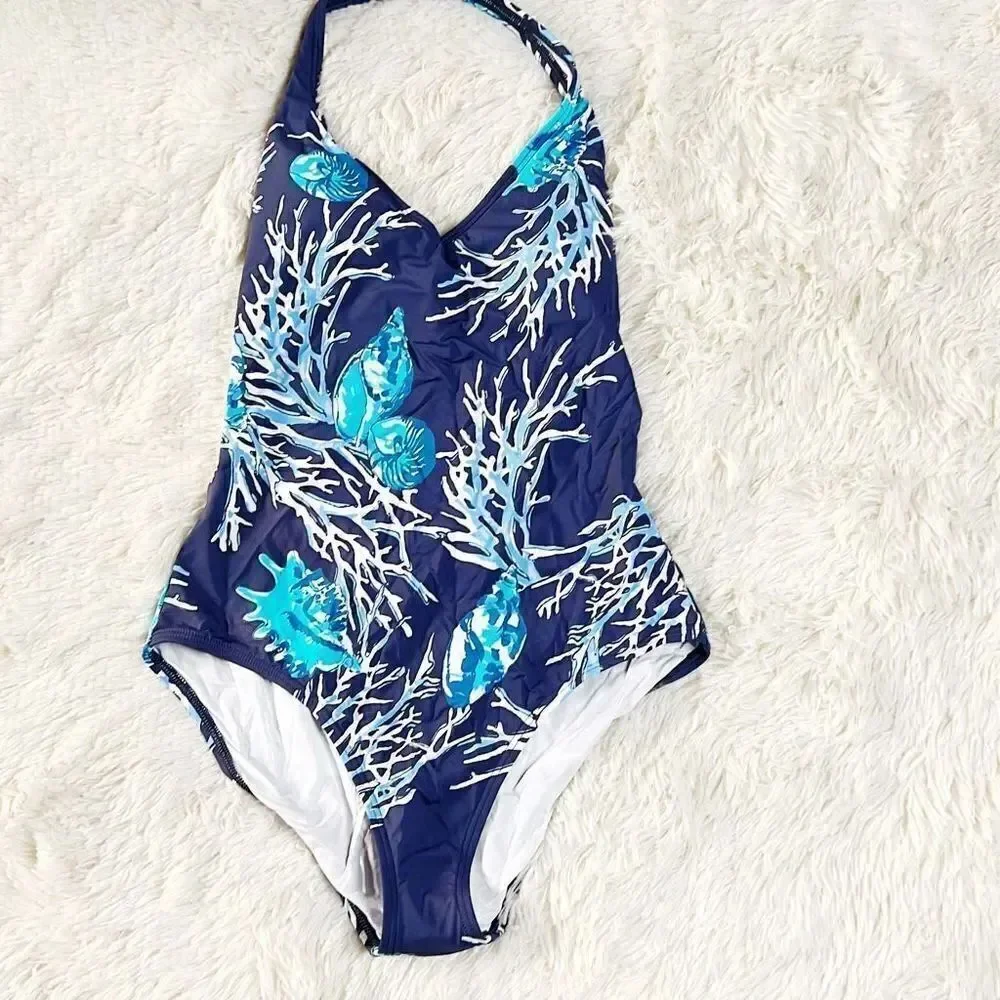 J . McLaughlin Miki One Piece Halter Swimsuit NWT Size 8